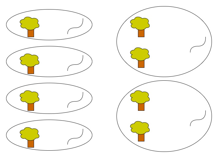 木とひもの対応のさせ方の図